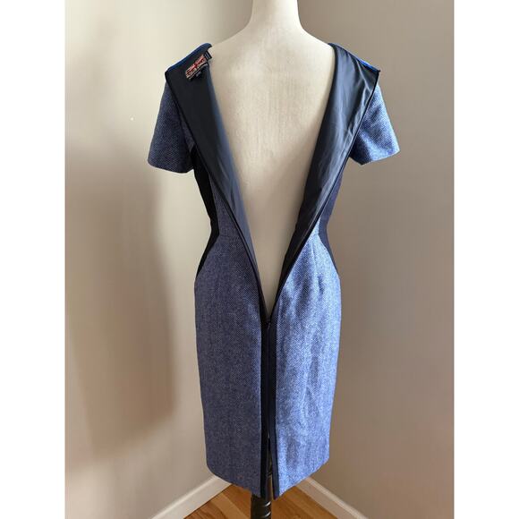Boden British Tweed by Moon Blue Herringbone Sheath Dress US 6R - Picture 5 of 8